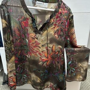 Sheer fall colors Chicos blouse. Size 4/small but (Chicos is size 0)